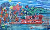 Lyndal Campbell Canvas Paintings - Houseboat